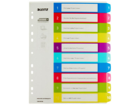 LEITZ Intercalaires en plastique WOW, numéroté, A4, 1-10