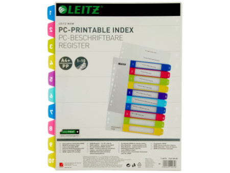 LEITZ Intercalaires en plastique WOW, numéroté, A4, 1-10