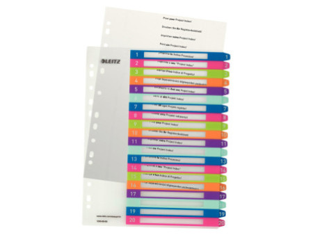 LEITZ Intercalaires en plastique WOW, numéroté, A4, 1-20