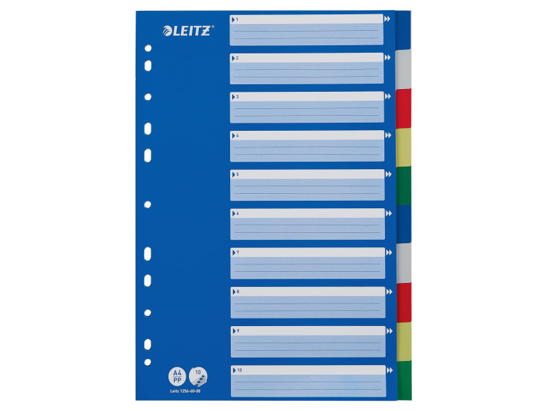 LEITZ Intercalaires en plastique, blanc, A4, 10 touches