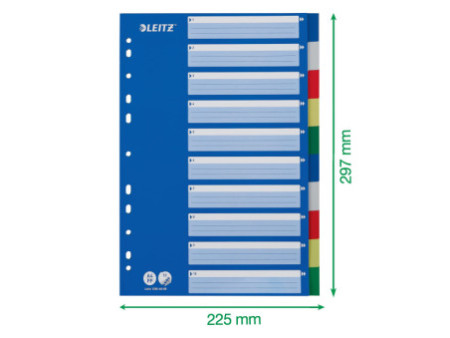 LEITZ Intercalaires en plastique, blanc, A4, 10 touches