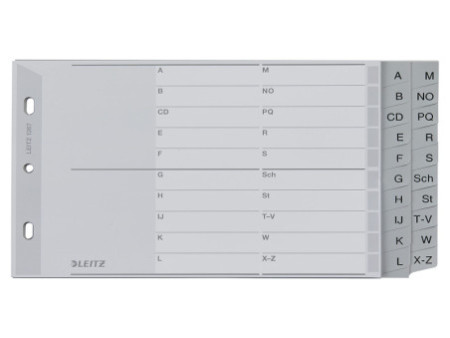 LEITZ Intercalaires en plastique, A-Z, A5 paysage, PP, gris