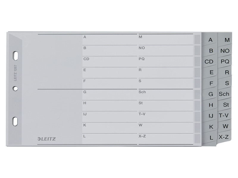 LEITZ Intercalaires en plastique, A-Z, A5 paysage, PP, gris