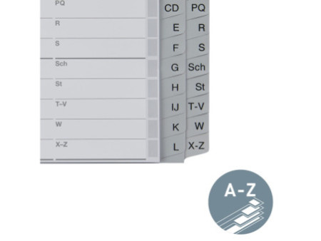LEITZ Intercalaires en plastique, A-Z, A5 paysage, PP, gris