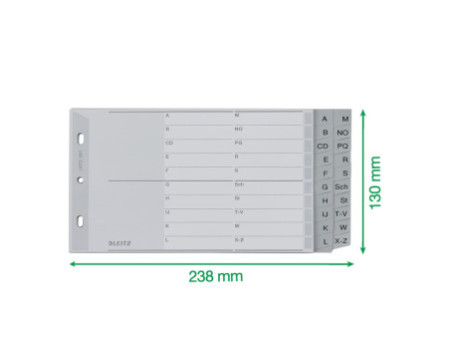 LEITZ Intercalaires en plastique, A-Z, A5 paysage, PP, gris