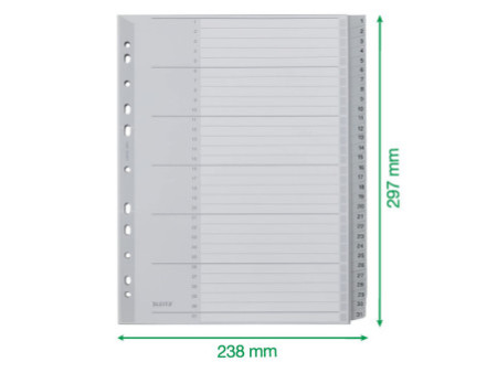LEITZ Intercalaires en plastique, numéroté, format A4 extra