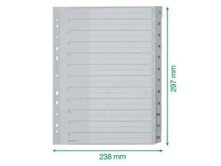 LEITZ Intercalaires en plastique, numéroté, format A4 extra