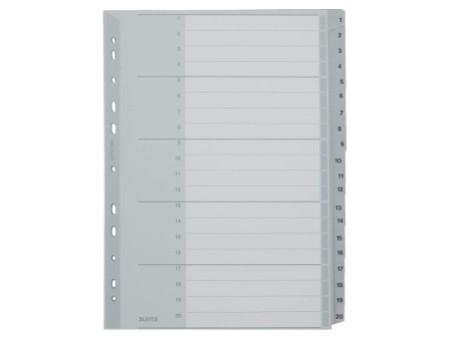 LEITZ Intercalaires en plastique, numéroté, format A4 extra