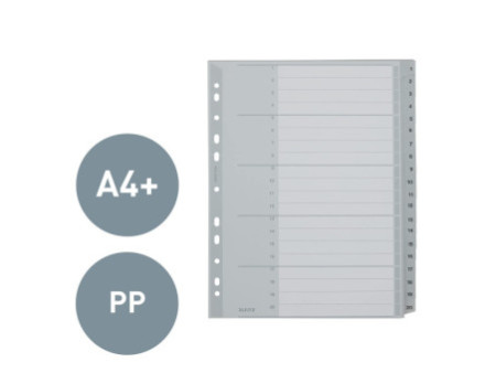 LEITZ Intercalaires en plastique, numéroté, format A4 extra