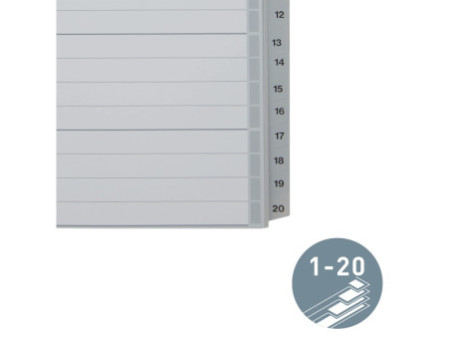 LEITZ Intercalaires en plastique, numéroté, format A4 extra