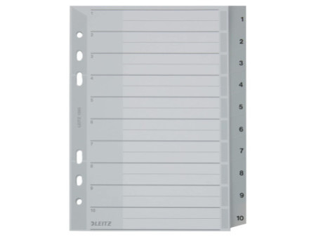 LEITZ Intercalaires en plastique, numéroté, format A5,1-10