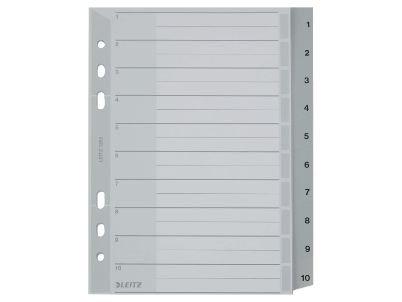 LEITZ Intercalaires en plastique, numéroté, format A5,1-10