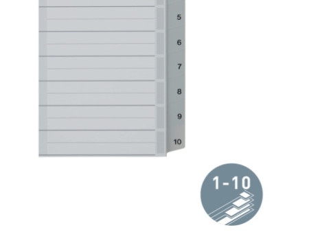LEITZ Intercalaires en plastique, numéroté, format A5,1-10