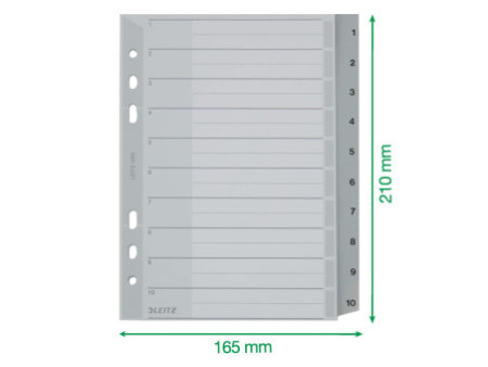 LEITZ Intercalaires en plastique, numéroté, format A5,1-10