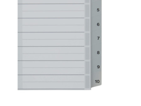 LEITZ Intercalaires en plastique, numéroté, format A5,1-10
