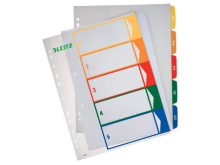 LEITZ Intercalaires en plastique, numéroté, format A4 extra