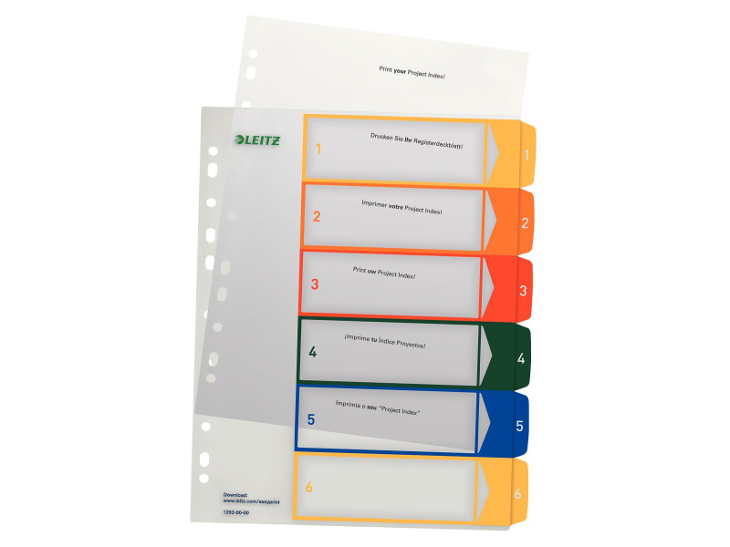 LEITZ Intercalaires en plastique, numéroté, format A4 extra