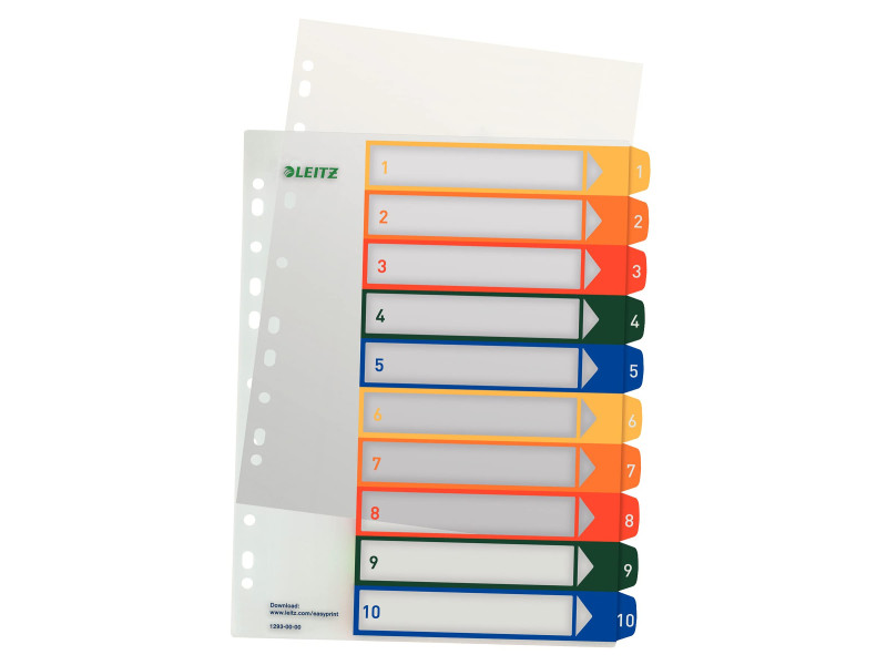 LEITZ Intercalaires en plastique, numéroté, A4 extra large