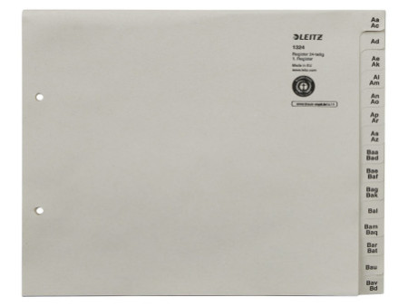 LEITZ Intercalaire en papier nature, A-Z, pour 24 claseurs,