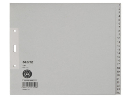 LEITZ Intercalaires en papier naturel, numéroté, A4+, 1-25