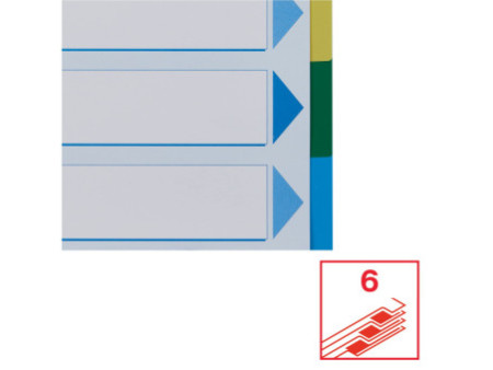 Esselte Intercalaires en plastique, uni, A4, PP, 6 touches