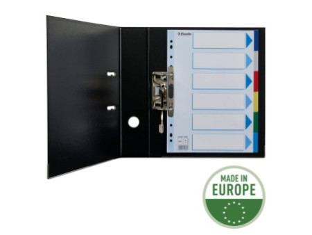 Esselte Intercalaires en plastique, uni, A4, PP, 6 touches