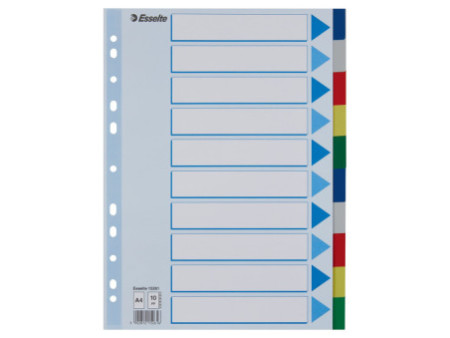 Esselte Intercalaires en plastique, uni, A4, PP,10 touches