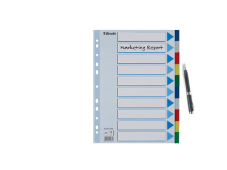 Esselte Intercalaires en plastique, uni, A4, PP,10 touches
