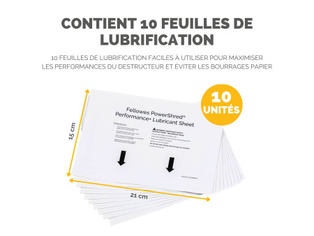 Fellowes Feuille lubrifiante pour destructeur de documents