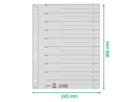 LEITZ Intercalaires, format A4 extra large, en carton solide