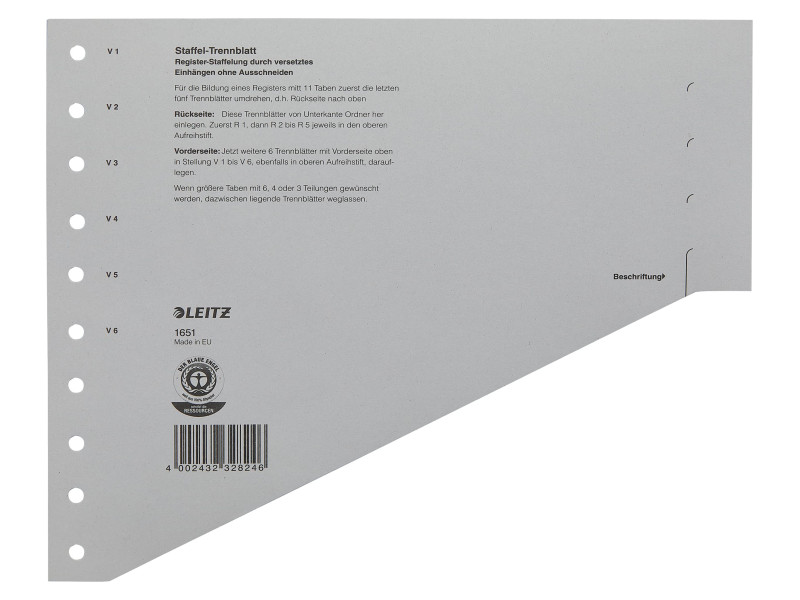 LEITZ Intercalaires-échelon, format A4 extra large, gris