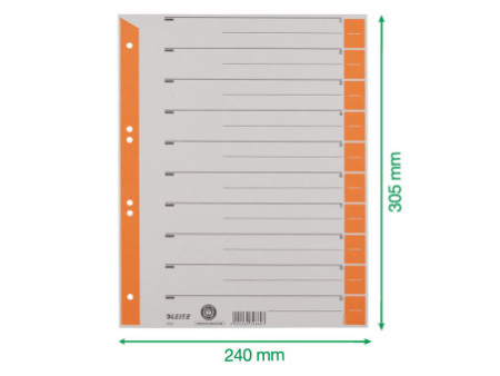 LEITZ Intercalaires, format A4 extra large, en carton solide