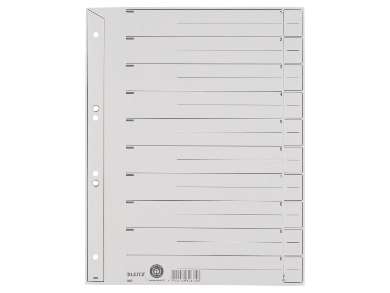 LEITZ Intercalaires, format A4 extra large, en carton solide