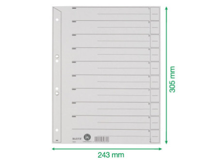 LEITZ Intercalaires, format A4 extra large, en carton solide