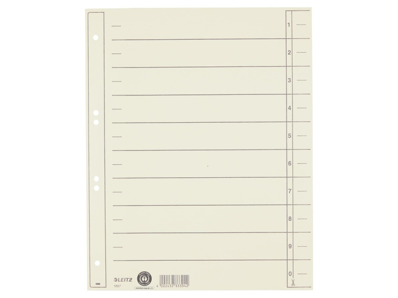 LEITZ Intercalaires, format A4 extra large, en carton solide