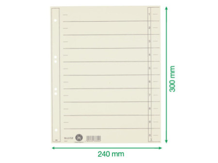 LEITZ Intercalaires, format A4 extra large, en carton solide