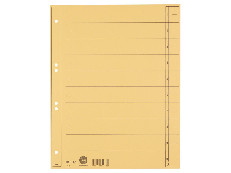 LEITZ Intercalaires, format A4 extra large,en carton manille