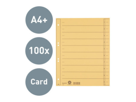 LEITZ Intercalaires, format A4 extra large,en carton manille