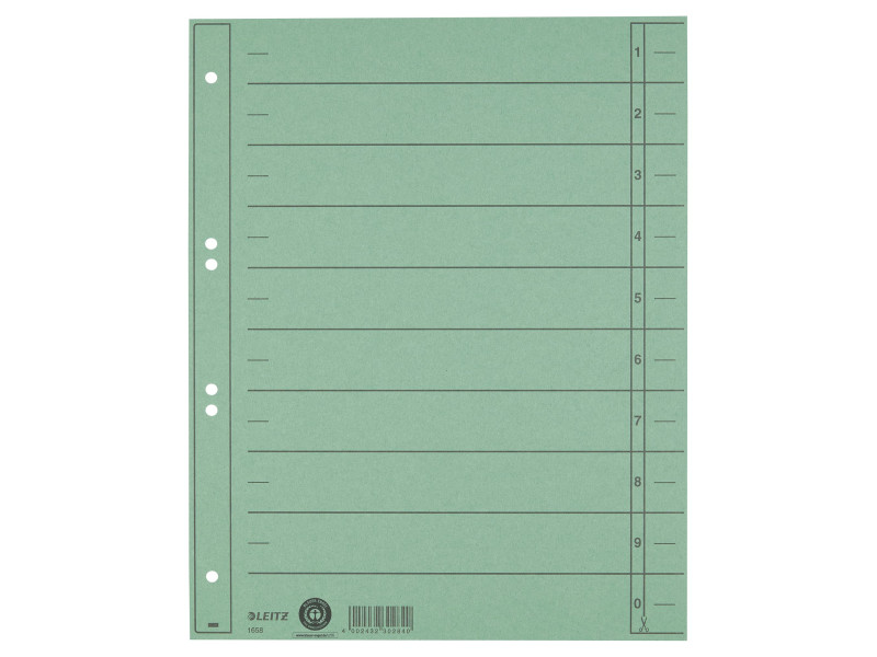 LEITZ Intercalaires, format A4 extra large,en carton manille