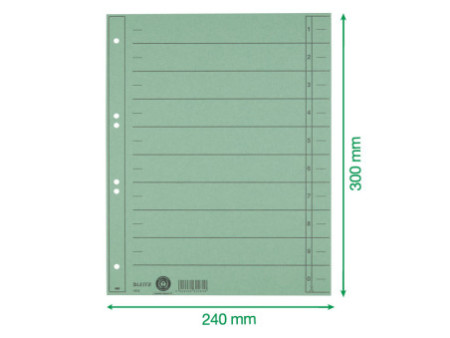 LEITZ Intercalaires, format A4 extra large,en carton manille
