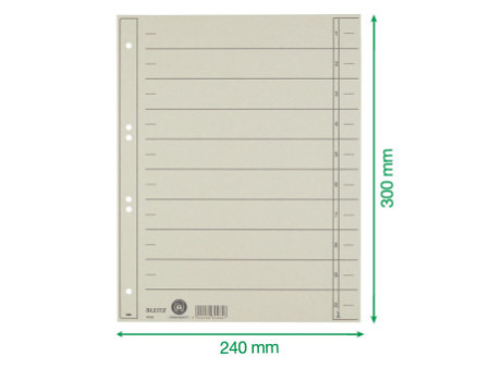 LEITZ Intercalaires, format A4 extra large,en carton manille