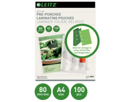 LEITZ Pochette de plastification, A4, classement, 160