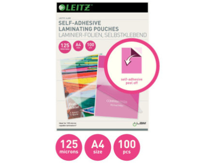 LEITZ Pochette de plastification, A4, autocollant, brillant