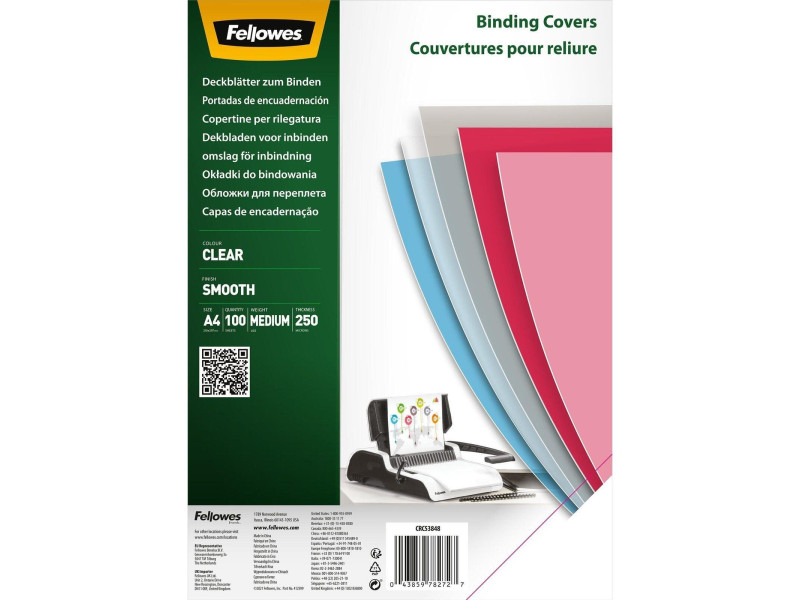 Fellowes Couverture, A4, PET, transparent, 0,25 mm