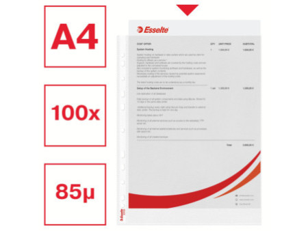 Esselte Pochettes perforées Standard Plus, A4, PP, 0,09 mm