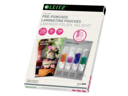 LEITZ Pochette de plastification, A4, trous de classement,