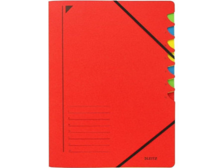 LEITZ Chemise trieur, A4, carton, 7 compartiments, rouge