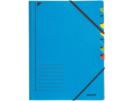 LEITZ chemise trieur, A4, carton, 7 compartiments, bleu