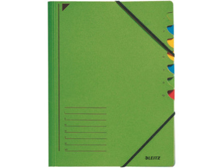 LEITZ Chemise trieur, A4, carton, 7 compartiments, vert