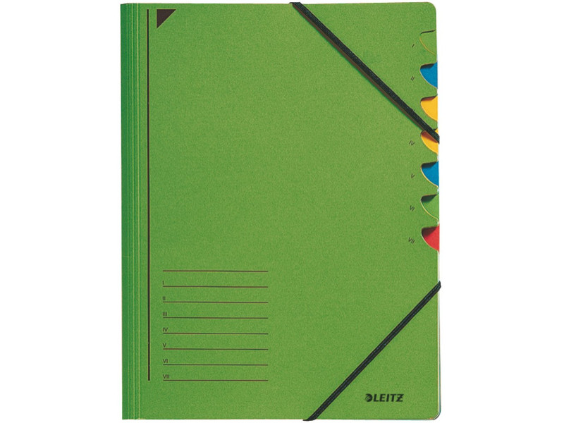 LEITZ Chemise trieur, A4, carton, 7 compartiments, vert